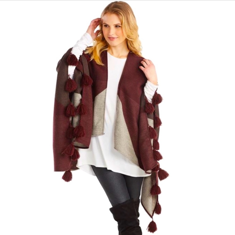 Mud Pie June Tassel Ruana
